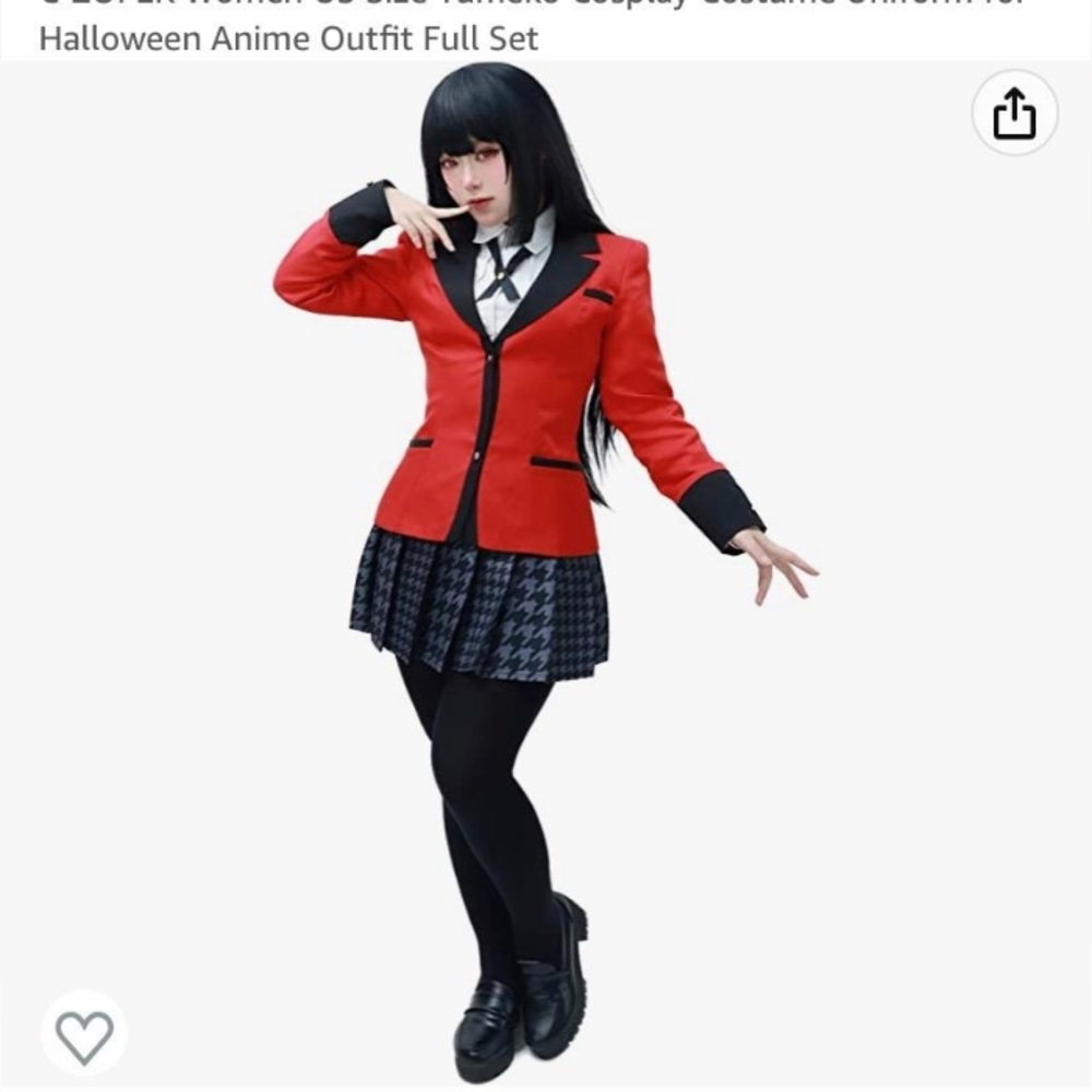 Kakegurui Yumeko Jobami Women's Costume sz M w/ wig